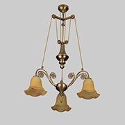 3 lamp chandelier with counterweight