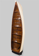 Βιβλιοθήκη βάρκα ΛΕΜΒΟΣ 216×80×39εκ από ξύλο ιρόκο με πατίνα και ivoire λάκα