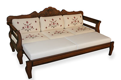 Καναπές ΙΚΑΡΟΣ κρεβάτι 209×76×101εκ από ξύλο οξιάς με λούστρο πρόπολης - κάθισμα και στρώμα μηχανισμού με αφρώδες λάτεξ - πλάτες οβάλ